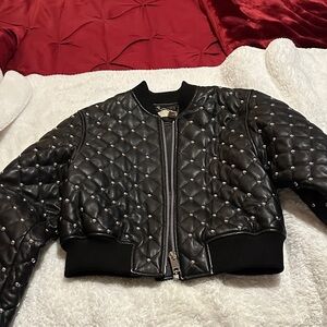 Michael Kors Black Studded Bomber Jacket
